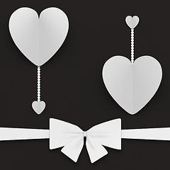 Image showing Two Hearts With Bow Show Creative Cards Or Love Notes