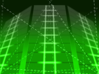 Image showing Green Binary Circuit Background Shows Matrix Or Computer Program