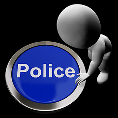 Image showing Police Button Shows Law Enforcement And Emergency Assistance