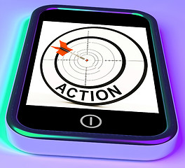 Image showing Action Smartphone Shows Acting To Reach Goals