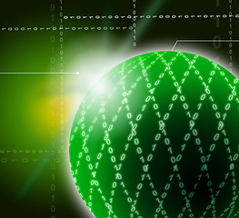 Image showing Green Ornamented Sphere Background Shows Geometrical Art And Dig