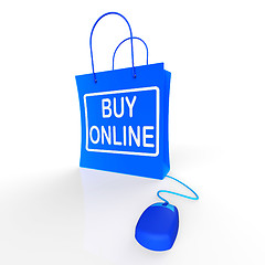 Image showing Buy Online Bag Represents Internet Shopping and Buying