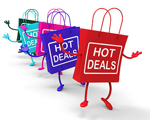 Image showing Hot Deals Bags Represent Shopping  Discounts and Bargains