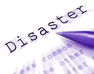 Image showing Disaster Word Displays Emergency Calamity And Crisis