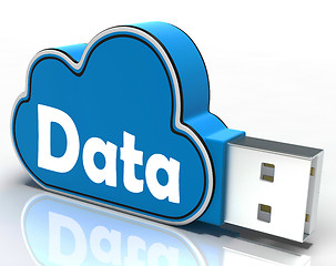 Image showing Data Cloud Pen drive Shows Digital Files And Dataflow