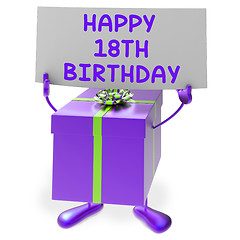 Image showing Happy 18th Birthday Sign and Gift Show Eighteenth Party