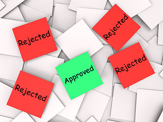 Image showing Approved Rejected Post-It Notes Shows Accepted Or Refused