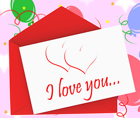 Image showing I Love You On Envelope Shows Anniversary Card