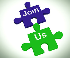 Image showing Join Us Puzzle Means Register Or Become A Member