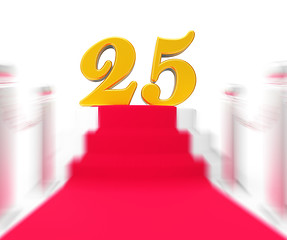 Image showing Golden Twenty Five On Red Carpet Displays Twenty Fifth Anniversa