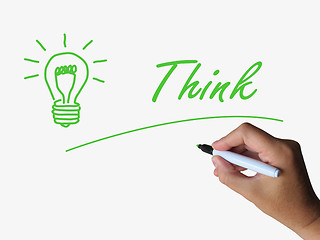 Image showing Think Lightbulb Means Thinking Learning and Solving