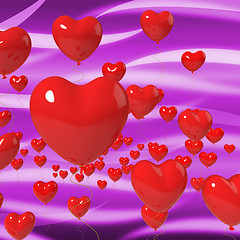 Image showing Heart Balloons On Background Means Passionate Marriage Or Beauti