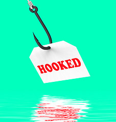 Image showing Hooked On Hook Displays Fishing Equipment Or Catch