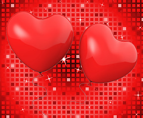 Image showing Heart Balloons Show Romantic Decoration Or Anniversary Celebrati