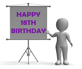 Image showing Happy Eighteenth Birthday Board Shows Happy Celebration