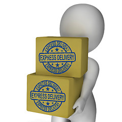 Image showing Express Delivery Boxes Show Fast Sending And Shipping