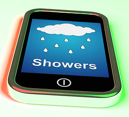 Image showing Showers On Phone Means Rain Rainy Weather