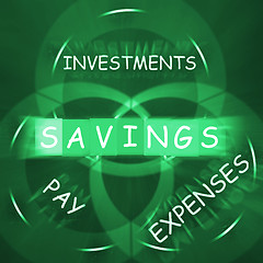 Image showing Financial Words Displays Savings Investments Paying and Expenses