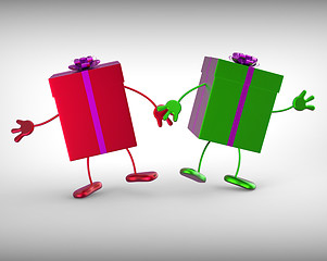 Image showing Presents Mean Receiving And Unwrapping Xmas Or Birthday Gift