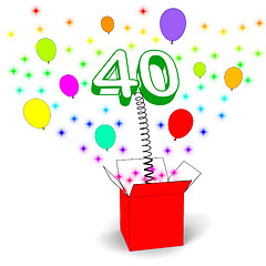 Image showing Number Forty Surprise Box Means Unexpected Celebration Or Party