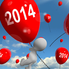 Image showing Two Thousand Fourteen on Balloons Shows Year 2014