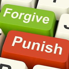 Image showing Punish Forgive Keys Shows Punishment or Forgiveness