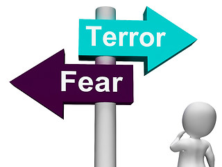 Image showing Terror Fear Signpost Shows Anxious Panic And Fears