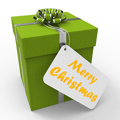 Image showing Merry Christmas Gift Means Xmas And Seasons Greetings