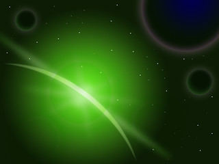 Image showing Green Star Behind Planet Means Astrology And Astronomy