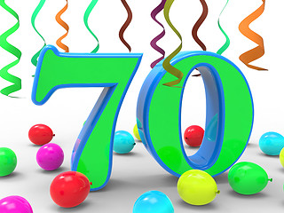 Image showing Number Seventy Party Means Surprise Birthday Party Or Special Ev