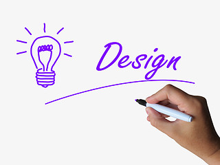 Image showing Design and Lightbulb Mean Creative Concept and Designing