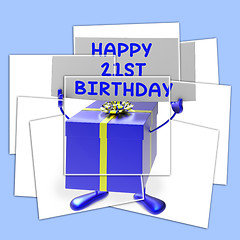 Image showing Happy 21st Birthday Sign and Gift Displays Twenty first Party