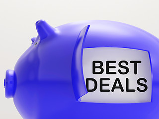 Image showing Best Deals Piggy Bank Shows Great Offers