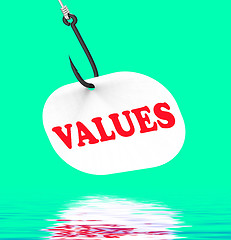 Image showing Values On Hook Displays Ethical Values Or Morality