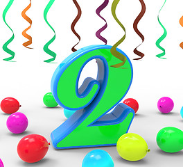 Image showing Number Two Party Means Colourful Garlands Or Bright Balloons