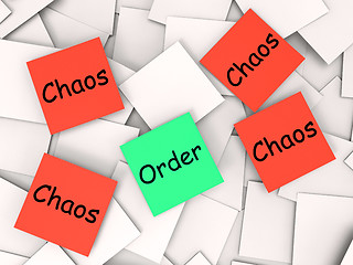 Image showing Order Chaos Post-It Notes Show Organized Or Confused