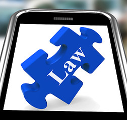 Image showing Law Smartphone Means Justice And Legal Information Online