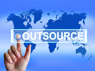 Image showing Outsource Map Means International Subcontracting or Outsourcing