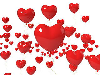 Image showing Heart Balloons Floating Show Love Is In The Air