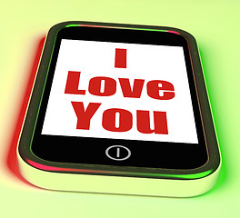 Image showing I Love You On Phone Shows Adore Romance