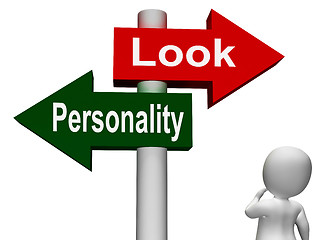 Image showing Look Personality Signpost Shows Character Or Superficial