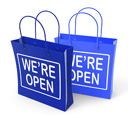 Image showing We\'re Open Bags Show Grand Opening or Launch