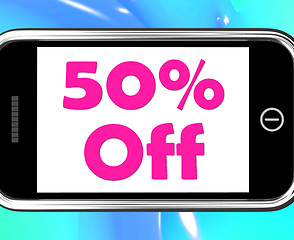 Image showing Fifty Percent Phone Shows Sale Discount Or 50 Off