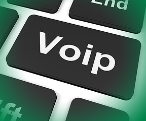 Image showing Voip Key Means Voice Over Internet Protocol Or Broadband Telepho