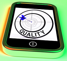 Image showing Quality Smartphone Means Excellent Goods And Customer Satisfacti