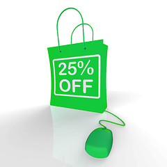 Image showing Twenty-five Percent Off Bag Represents Online Shopping 25  Disco