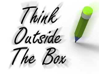 Image showing Think Outside the Box Displays Creativity and Imagination