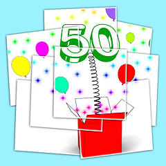 Image showing Number Fifty Surprise Box Displays Creative Celebration Or Colou