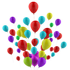 Image showing Floating Colourful Balloons Mean Carnival Joy Or Happiness