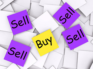 Image showing Buy Sell Post-It Notes Show Trade And Commerce